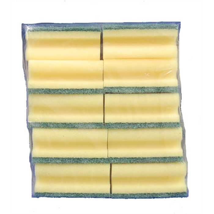 PAD-SCHWAMM VLIES MIT GRIFF GRÜN/GELB 9,5X 7X4,3 CM 10 STÜCK PAD-SCHWAMM VLIES MIT GRIFF GRÜN/GELB 9,5X 7X4,3 CM 10 STÜCK