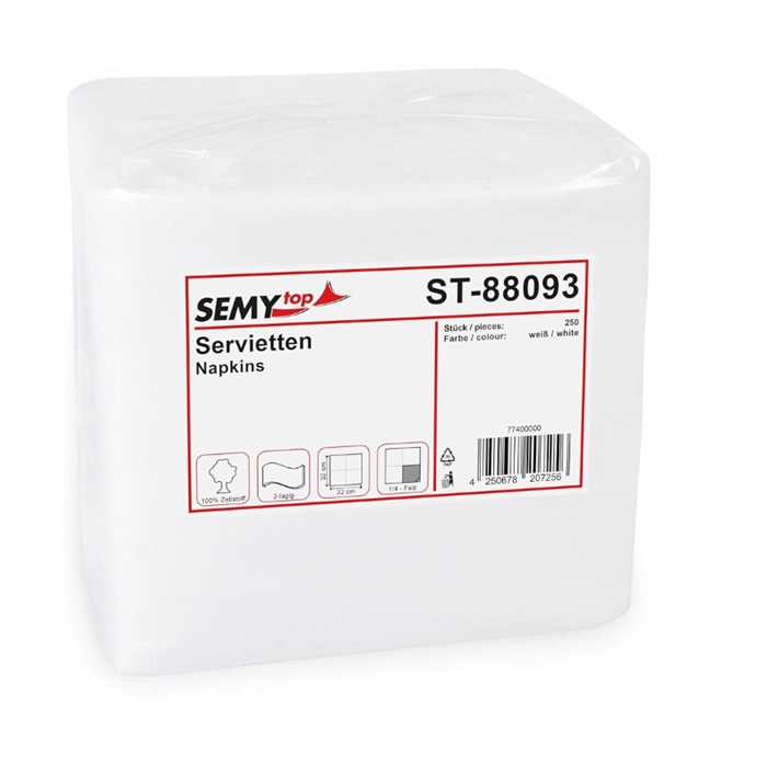 SERVIETTES SemyTOP BLANC 32 X 32 CM SERVIETTES SemyTOP BLANC 32 X 32 CM